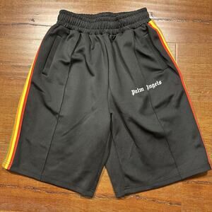 Palm Angels Track Shorts Mens M 10" Black Stripe Retro City Designer Streetwear